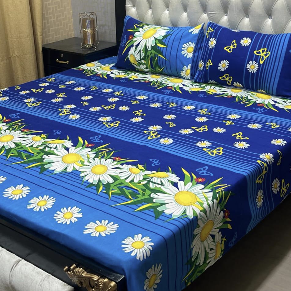 3D Crystal Cotton Bedsheet (design 34)