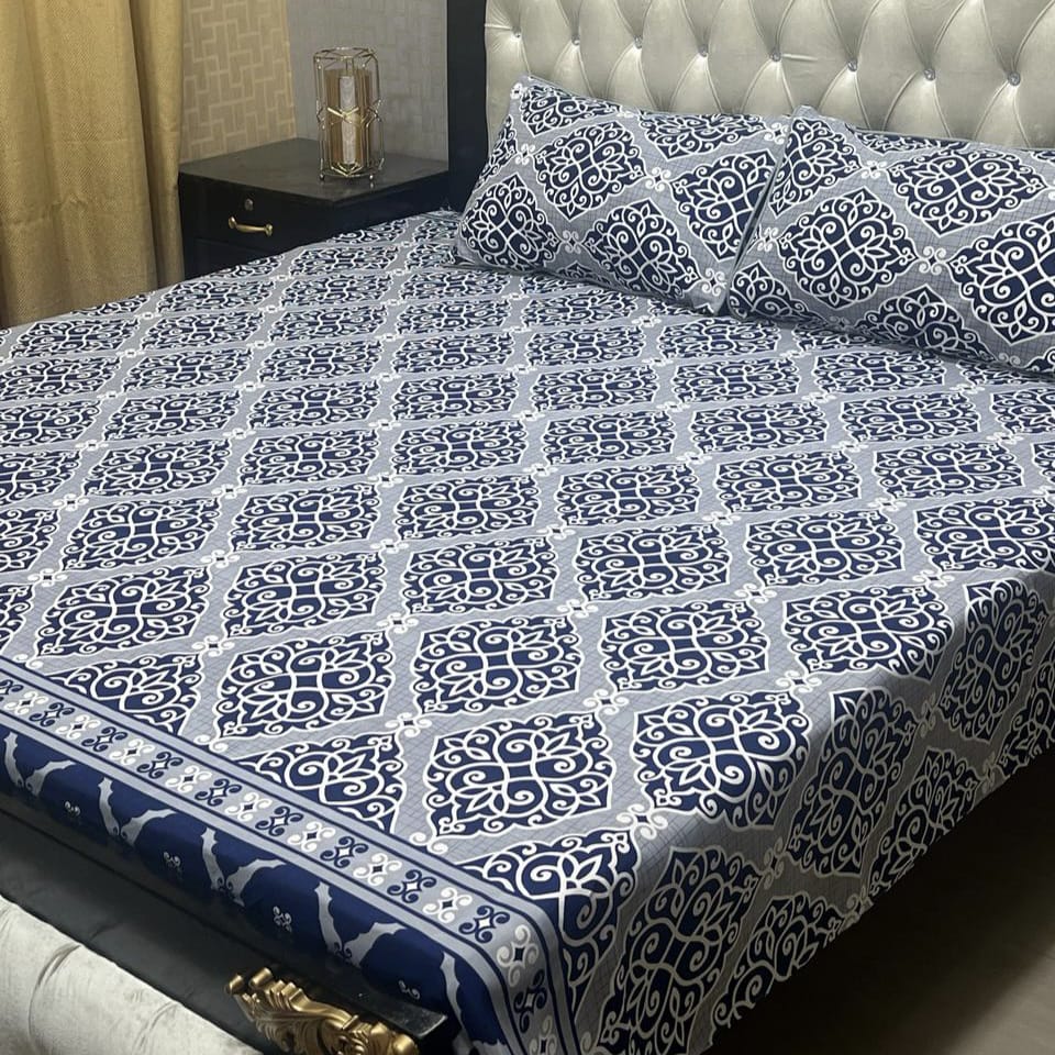 3D Crystal Cotton Bedsheet (design 36)