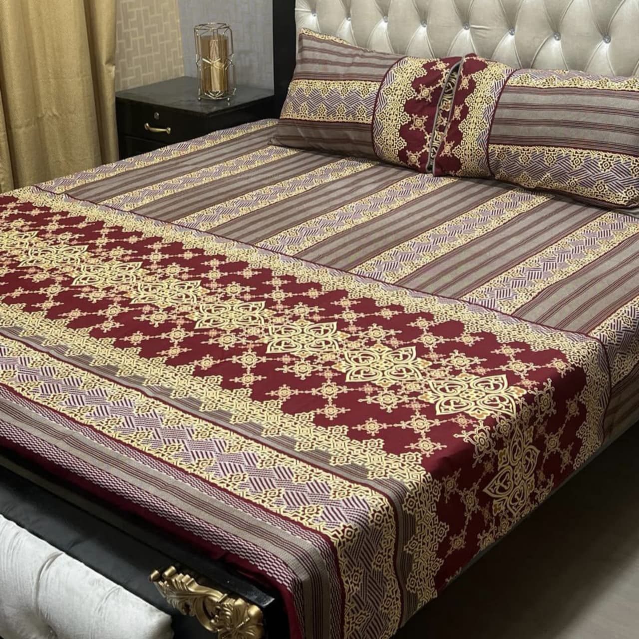 3D Crystal Cotton Bedsheet (design 40)