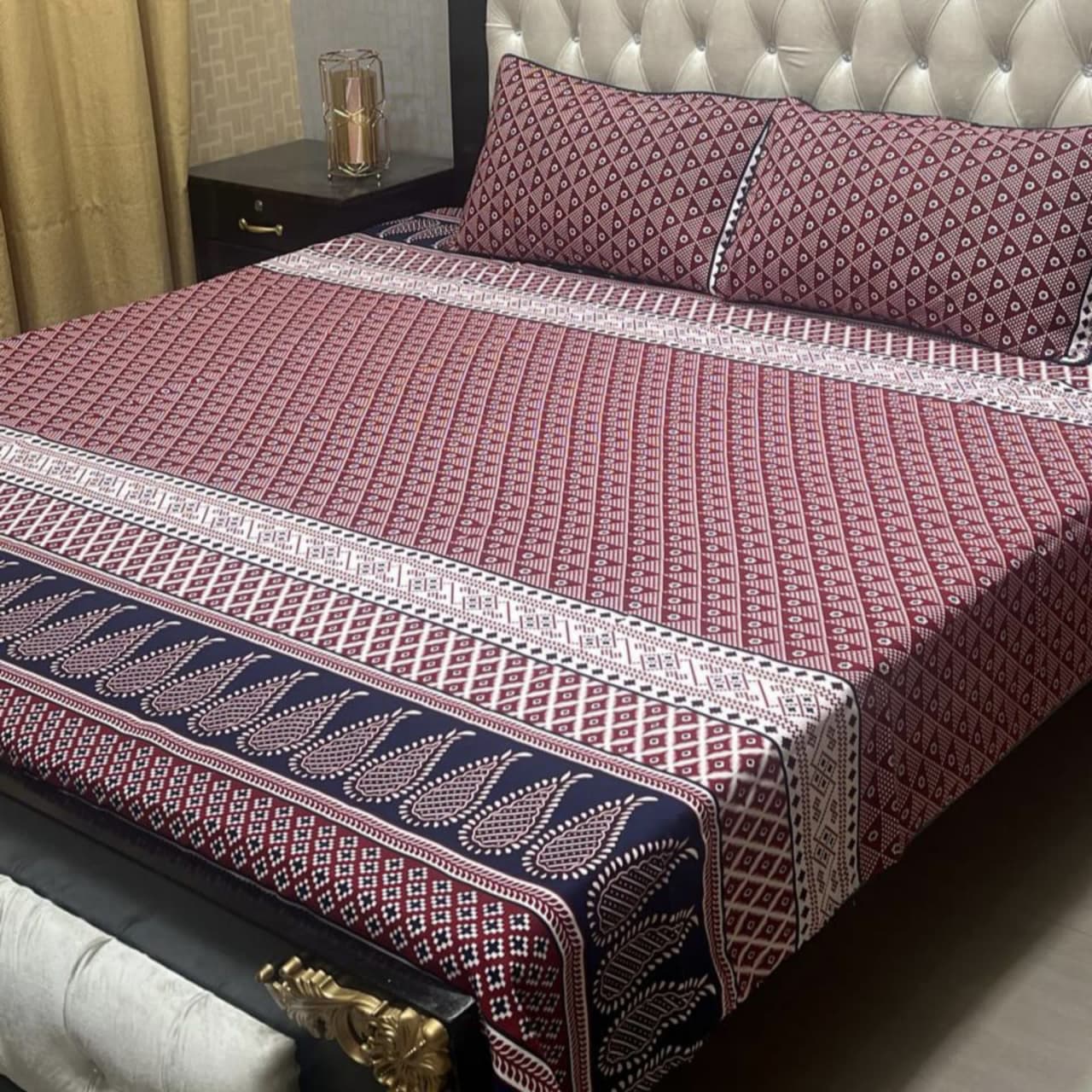 3D Crystal Cotton Bedsheet (design 47)