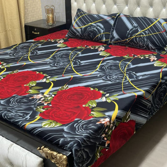 3D Crystal Cotton Bedsheet (design 19)
