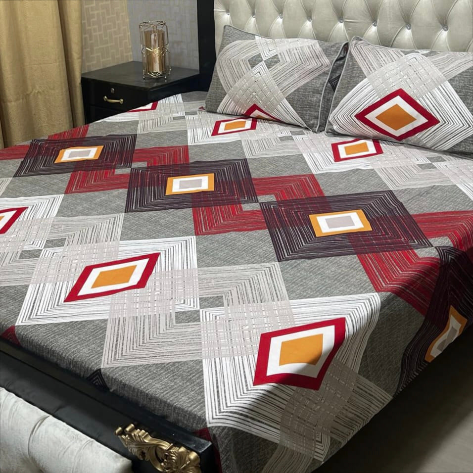 3D Crystal Cotton Bedsheet (design 22)