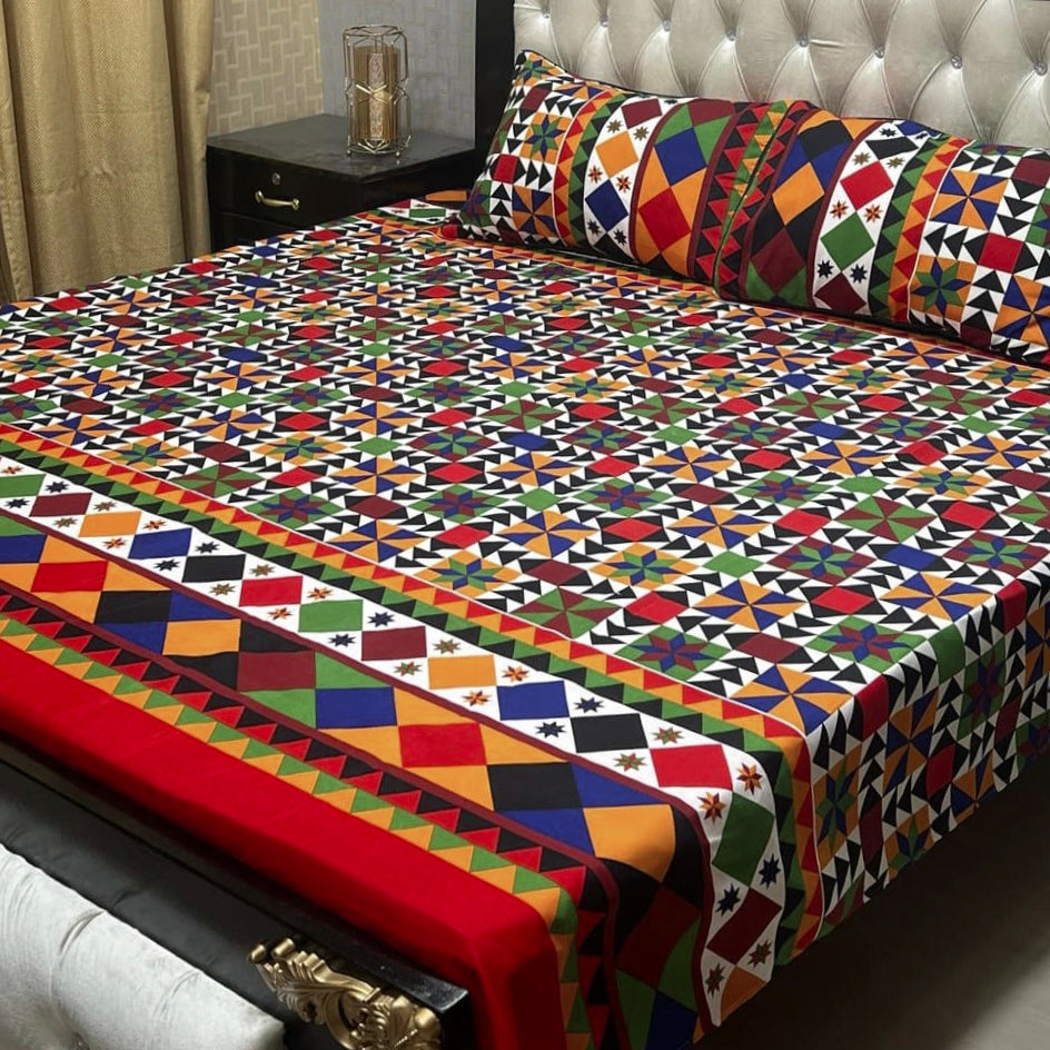 3D Crystal Cotton Bedsheet (design 24)