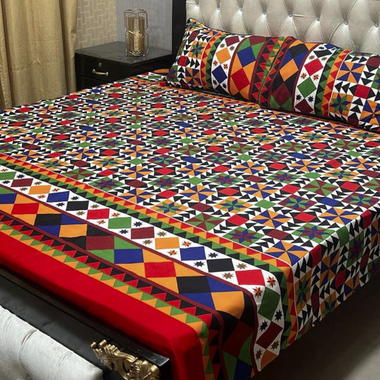 3D Crystal Cotton Bedsheet (design 24)