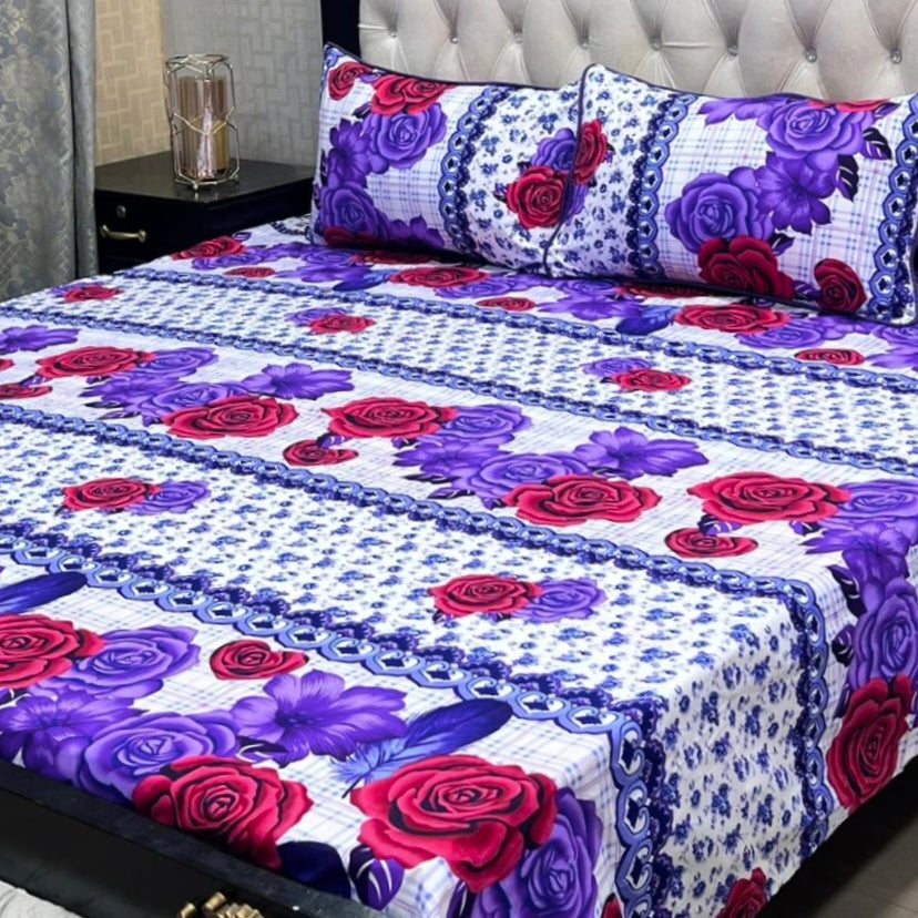 3D Crystal Cotton Bedsheet (design 3)
