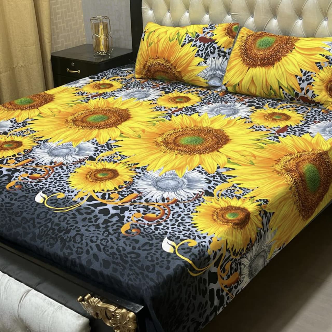 3D Crystal Cotton Bedsheet (design 39)