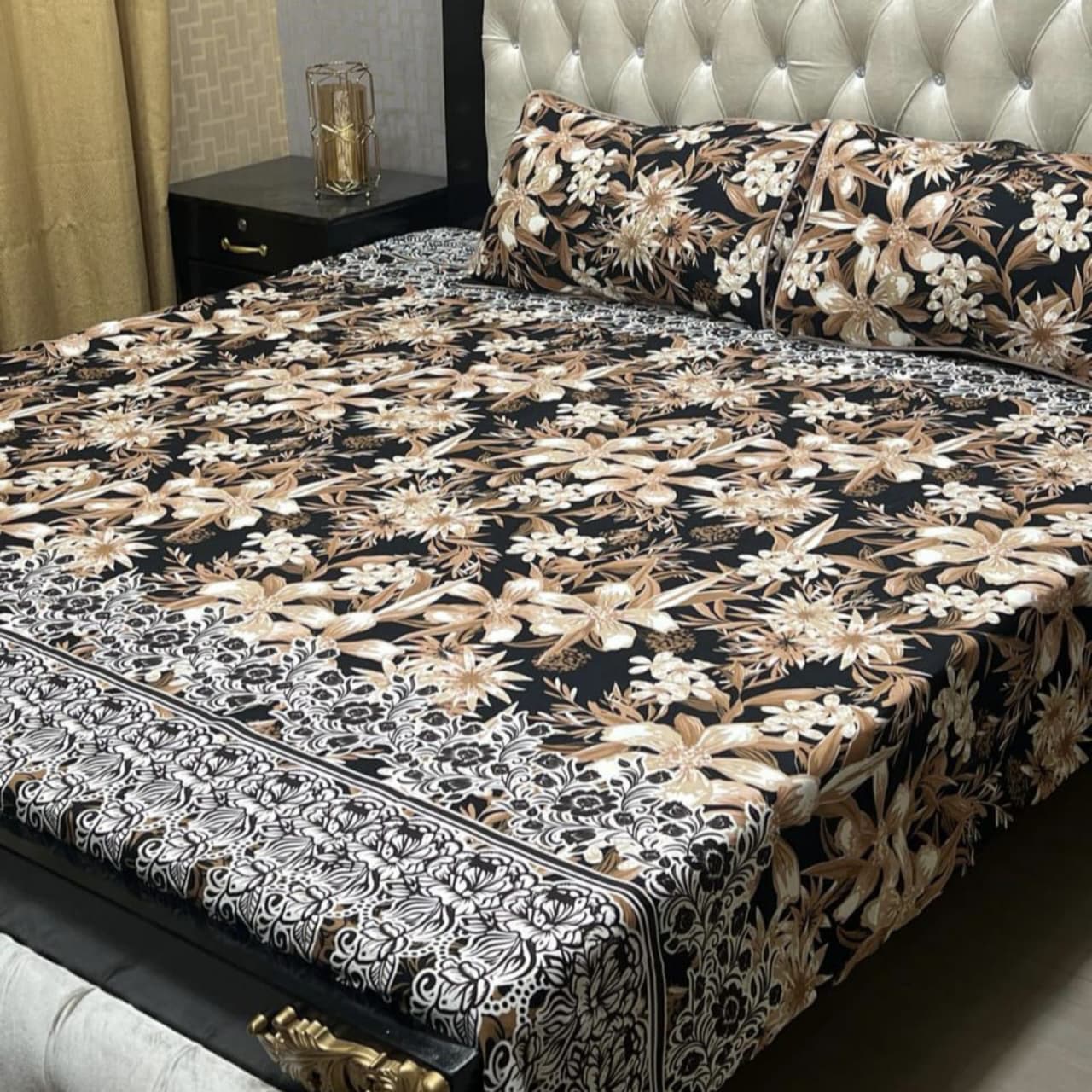 3D Crystal Cotton Bedsheet (design 43)