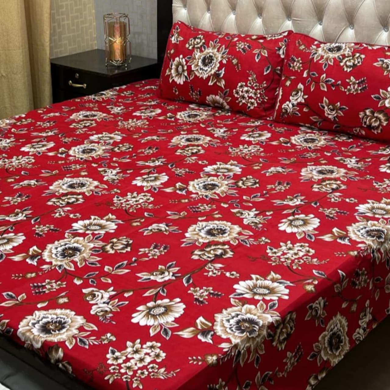 3D Crystal Cotton Bedsheet (design 48)