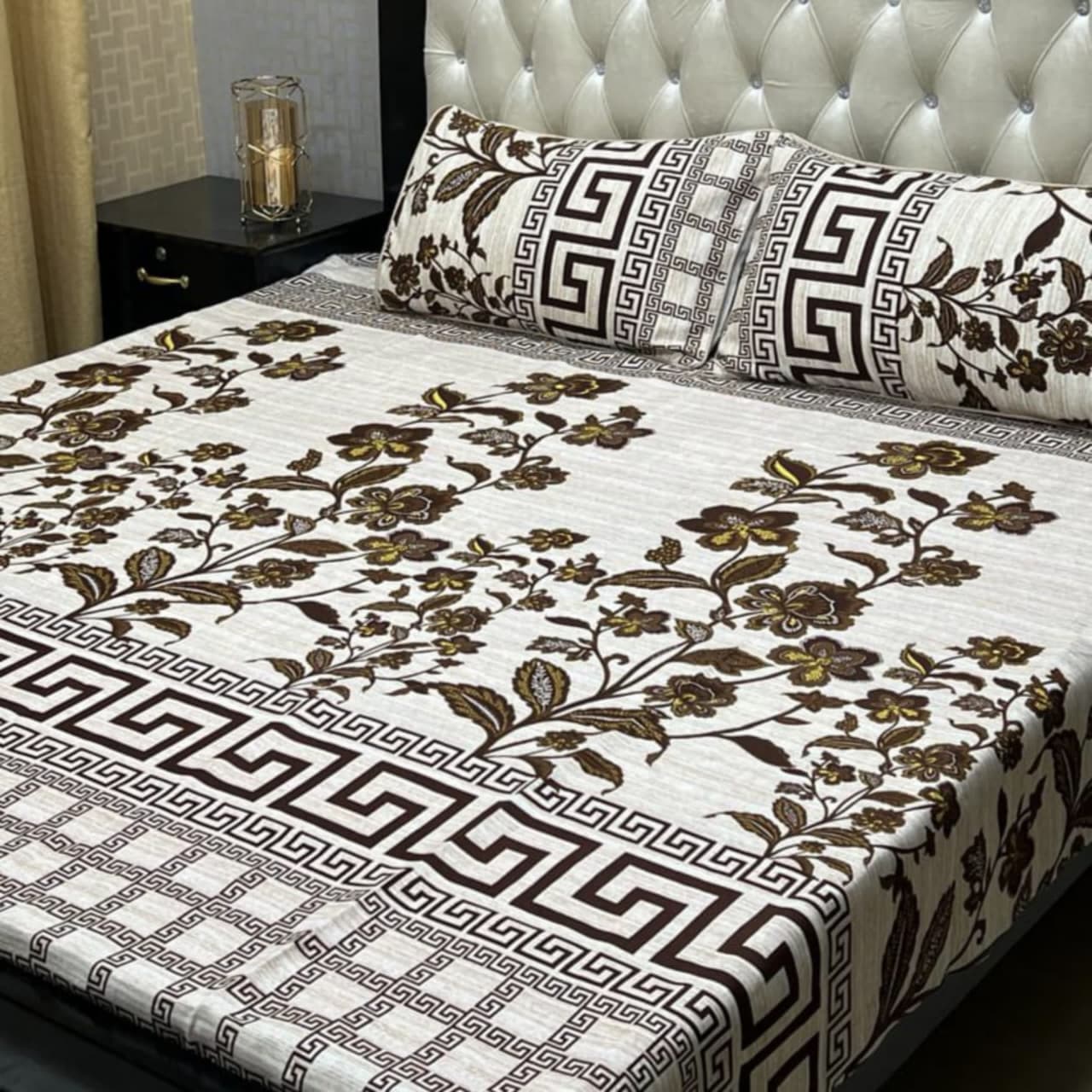 3D Crystal Cotton Bedsheet (design 51)