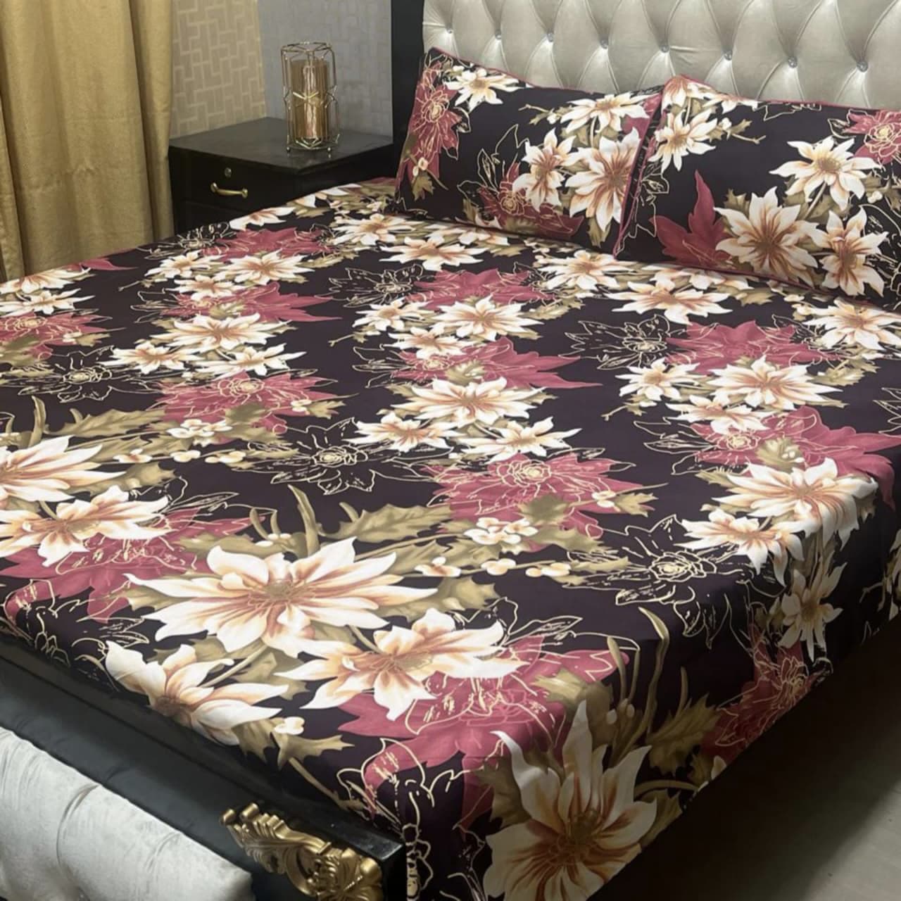 3D Crystal Cotton Bedsheet (design 54)