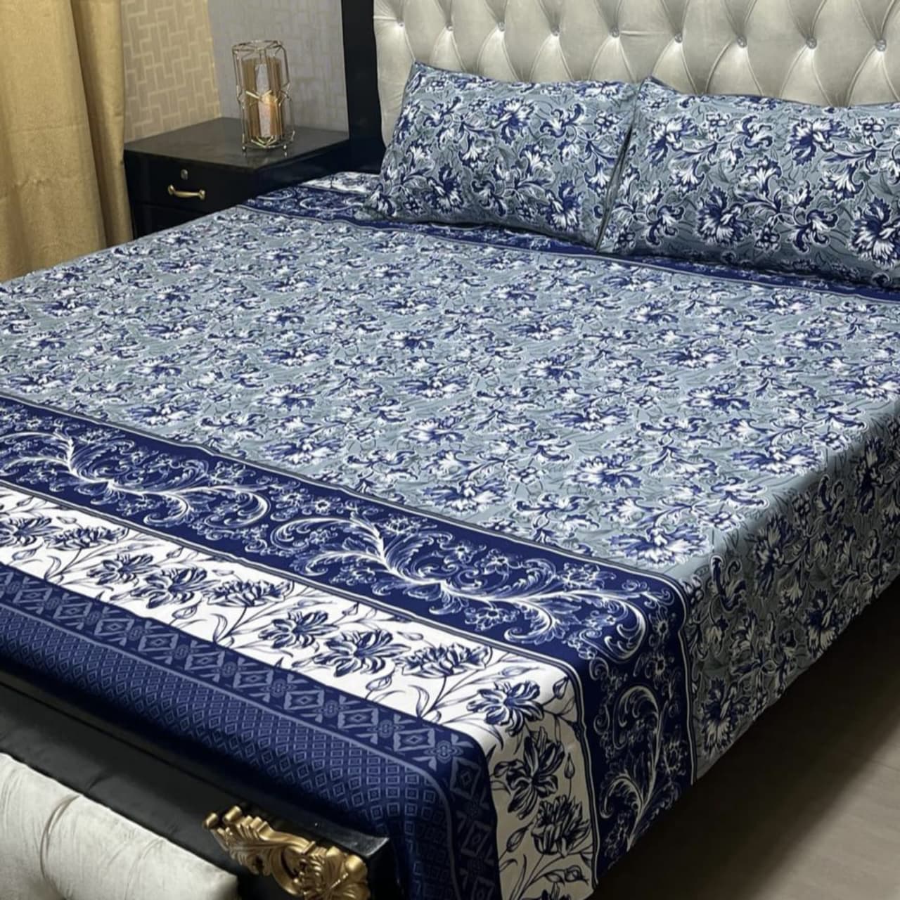 3D Crystal Cotton Bedsheet (design 55)