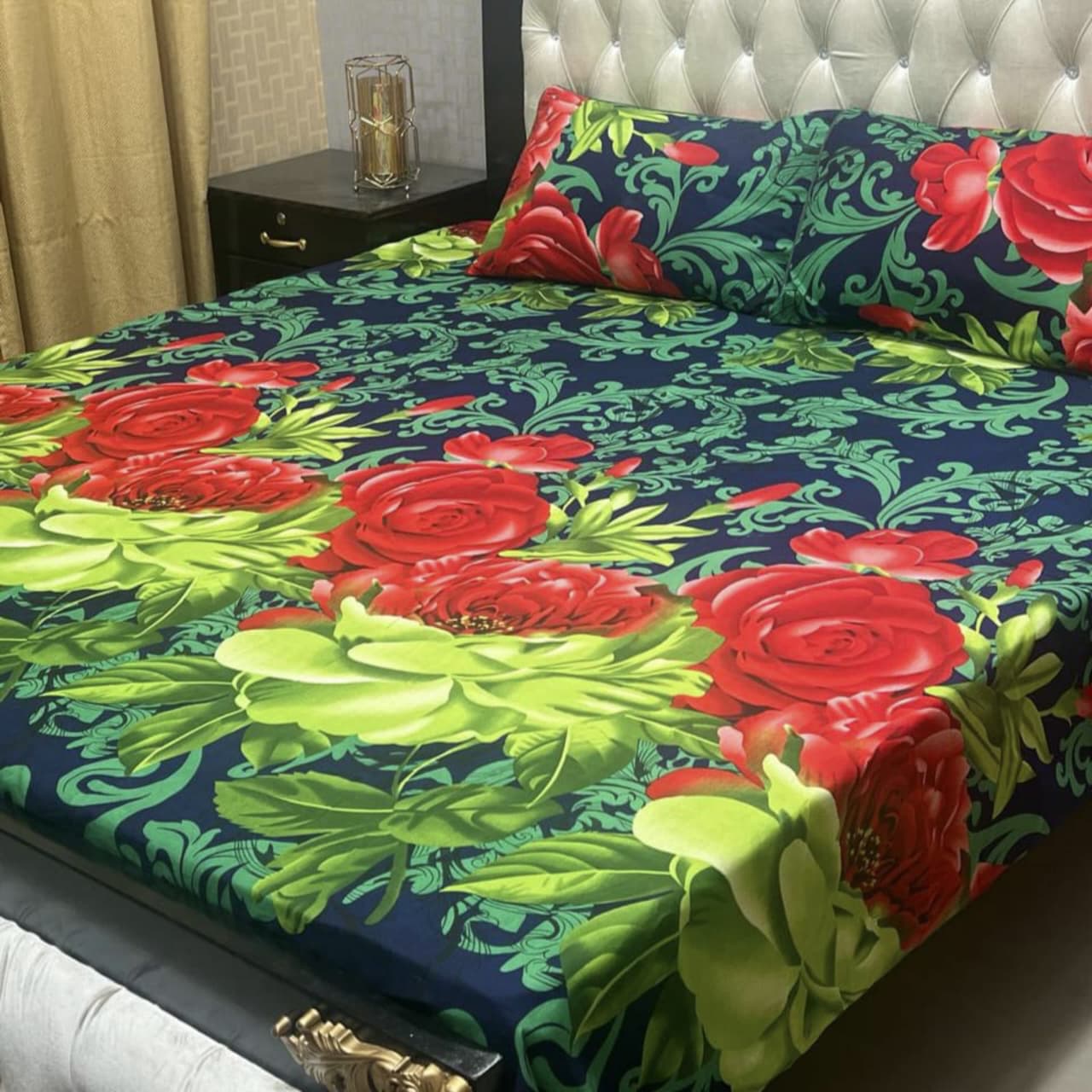 3D Crystal Cotton Bedsheet (design 57)