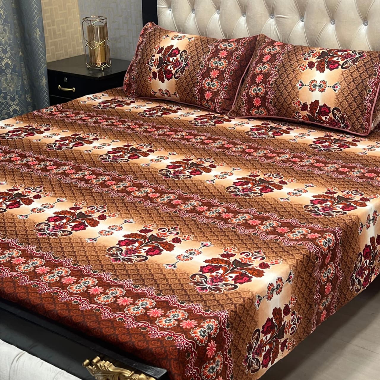 3D Crystal Cotton Bedsheet (design 60)