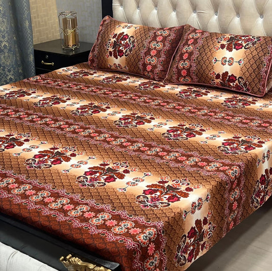 3D Crystal Cotton Bedsheet (design 60)