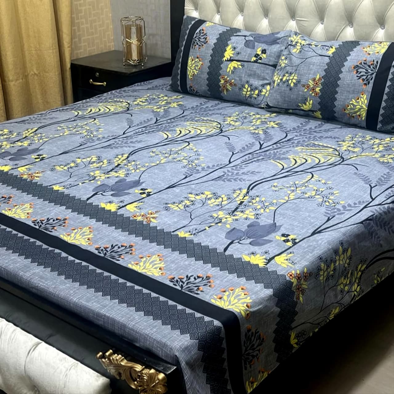 3D Crystal Cotton Bedsheet (design 62)