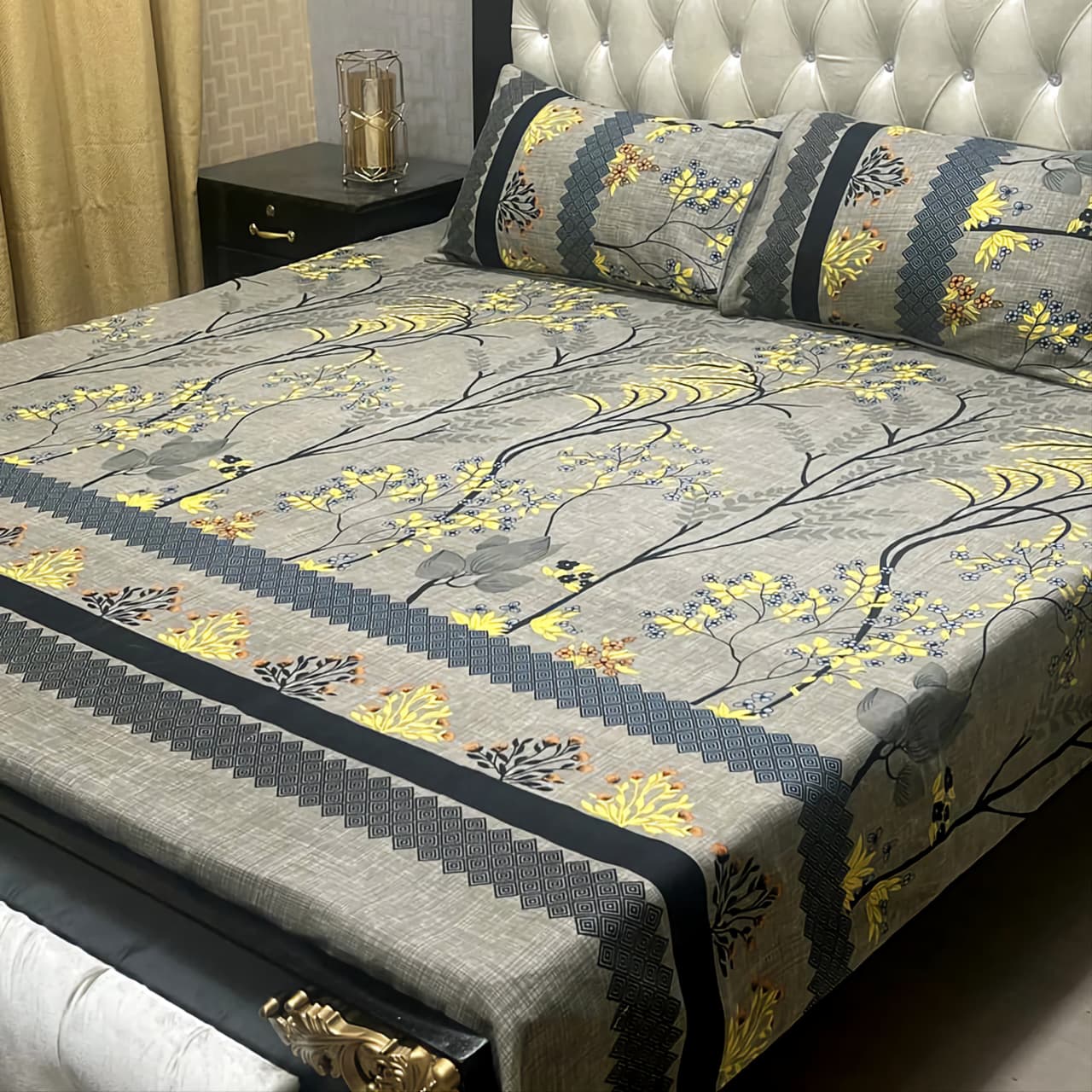 3D Crystal Cotton Bedsheet (design 63)