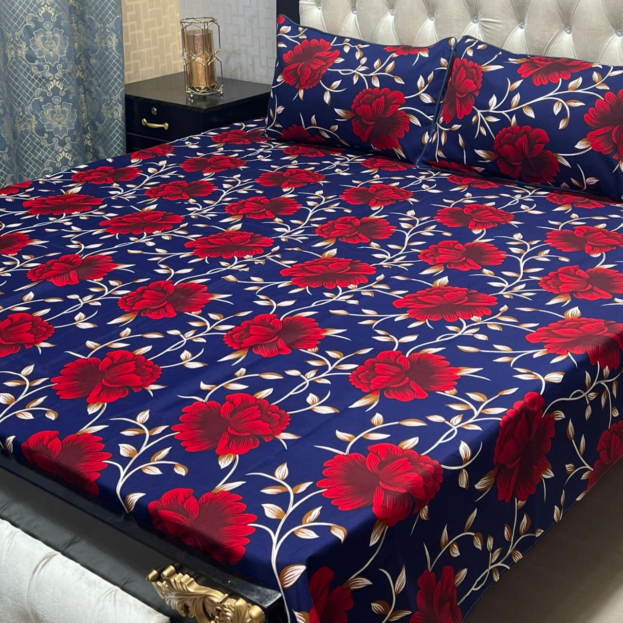 3D Crystal Cotton Bedsheet (design 65)