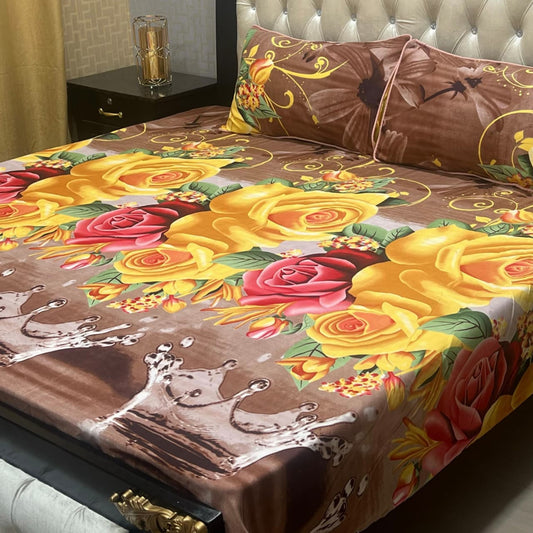 3D Crystal Cotton Bedsheet (design 66)