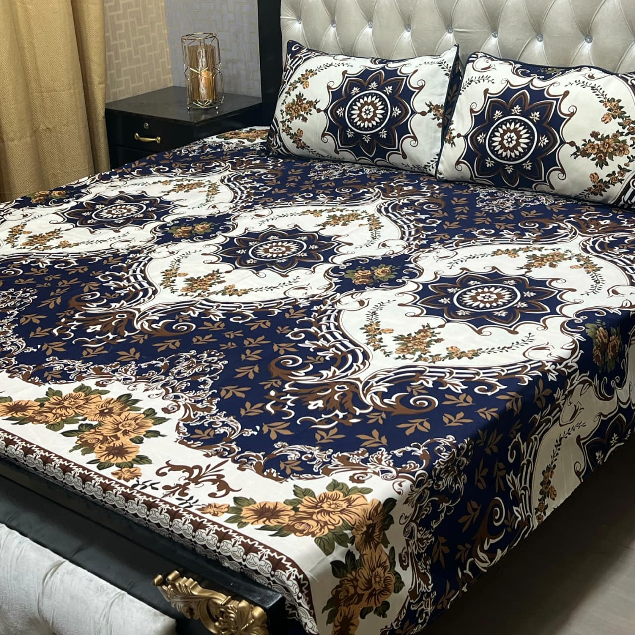 3D Crystal Cotton Bedsheet (design 67)