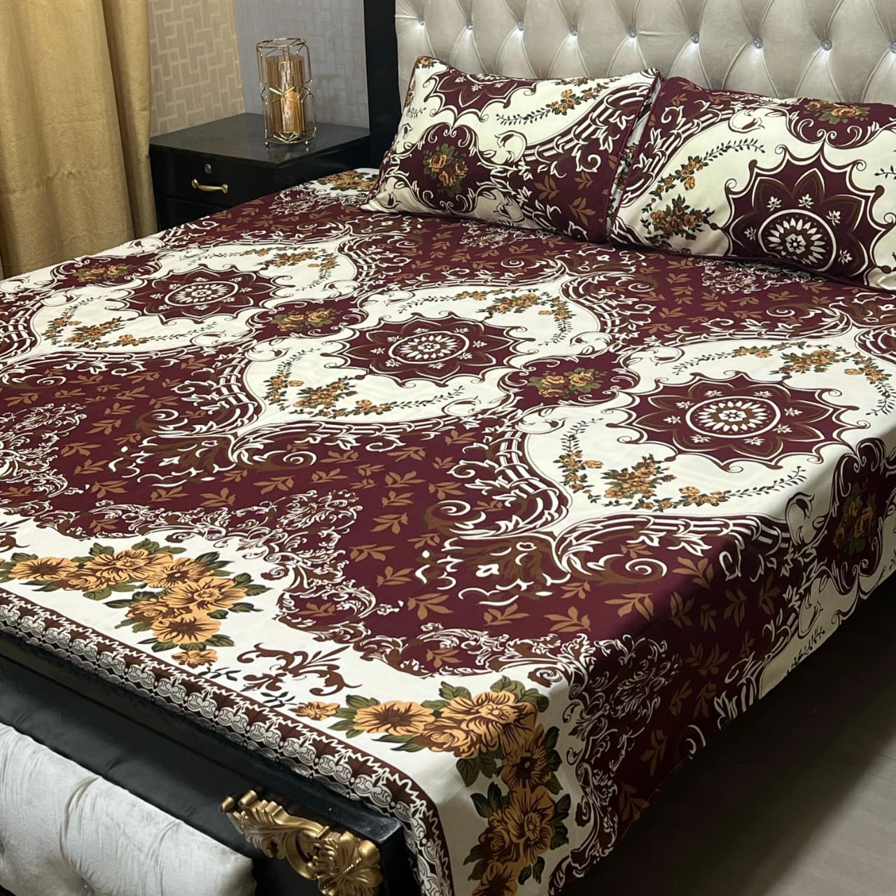 3D Crystal Cotton Bedsheet (design 68)