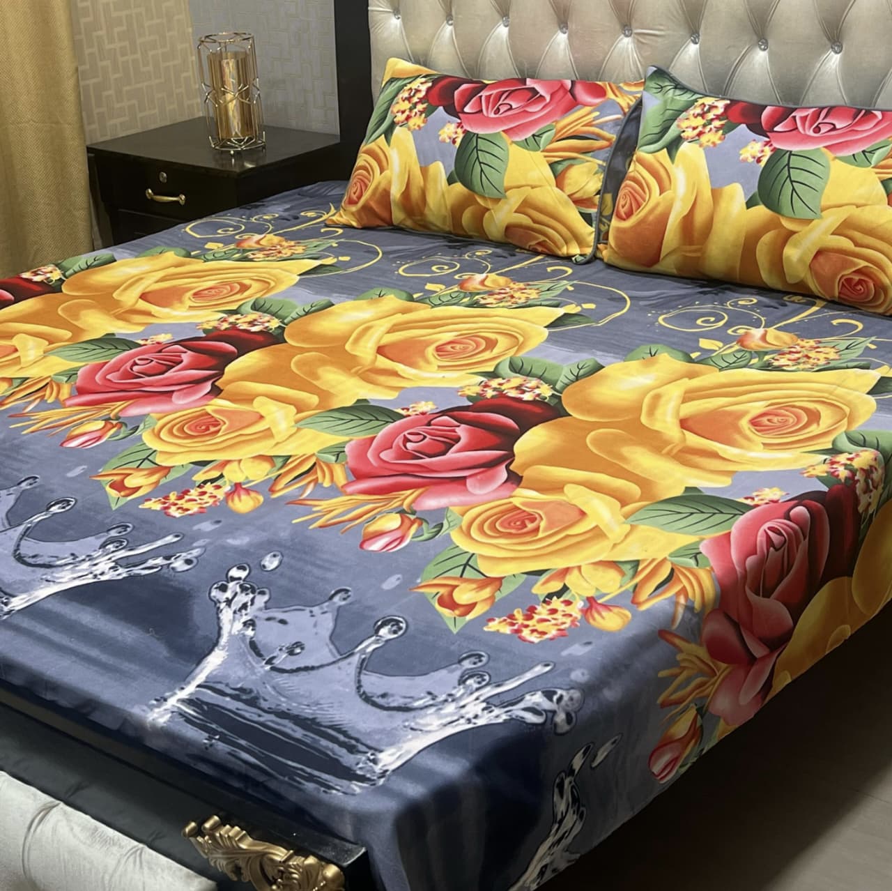 3D Crystal Cotton Bedsheet (design 70)