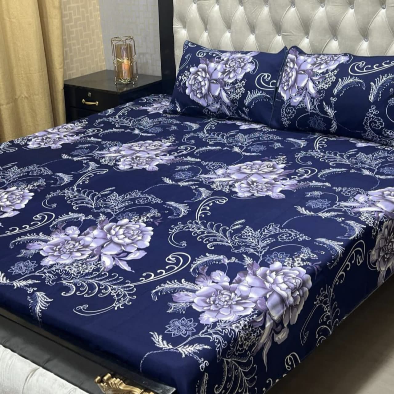 3D Crystal Cotton Bedsheet (design 58)